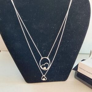 Vintage Avon Nesting Hearts Charm Necklace 16"